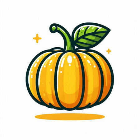 Pumpkin icon isolated on white background. Cute cartoon vector illustration.のイラスト素材