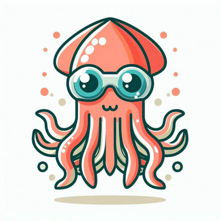 Cute cartoon octopus. Vector illustration of a cute octopus.のイラスト素材