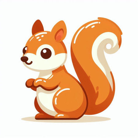 Cute squirrel sitting on white background. Vector illustration in cartoon style.のイラスト素材