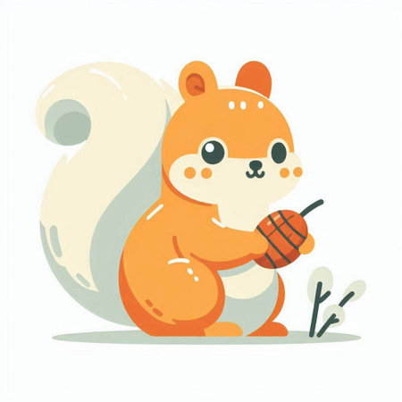 Cute squirrel. Vector illustration in cartoon style. Isolated on white background.のイラスト素材