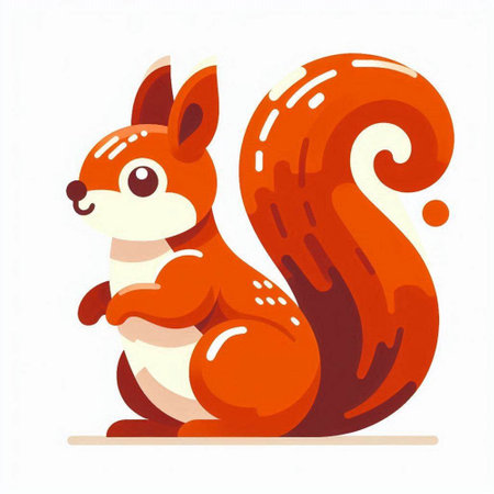 Cute cartoon squirrel. Vector illustration isolated on a white background.のイラスト素材