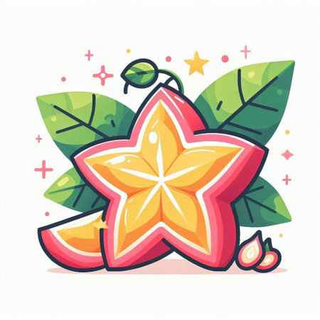 Star fruit vector illustration in flat cartoon style. Isolated on white background.のイラスト素材