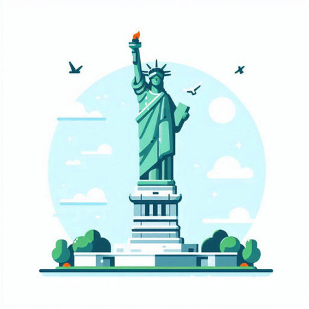 Statue of Liberty. New York City. USA. Vector illustrationのイラスト素材