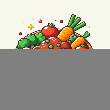 Illustration of a bowl of vegetables on a white background. Vector illustrationのイラスト素材