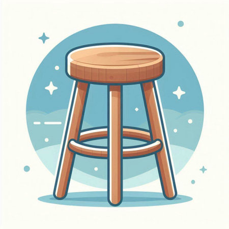 Vector illustration of wooden stool in flat style. Vector illustration of bar stool.のイラスト素材