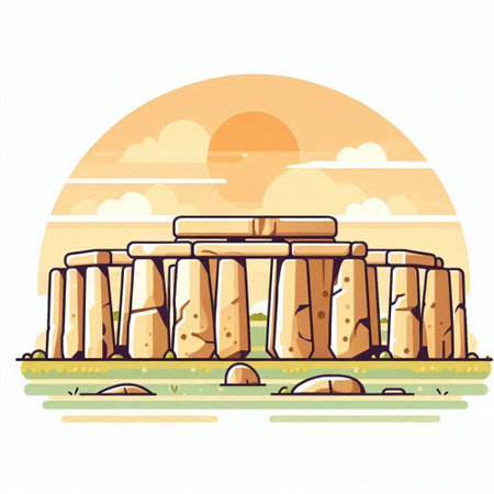Stonehenge, Stonehenge, United Kingdom. Vector illustrationのイラスト素材