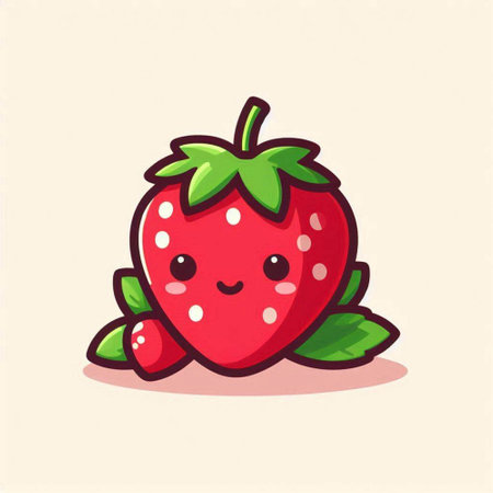 Cute strawberry fruit character. Vector flat cartoon kawaii illustration icon designのイラスト素材