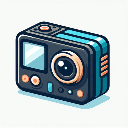 Vintage camera on white background. Vector illustration in cartoon style.のイラスト素材