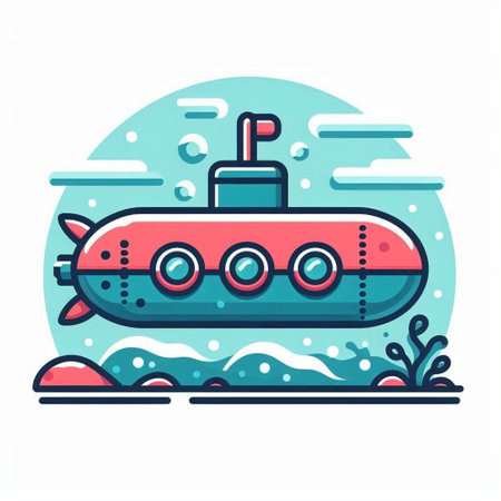 Submarine. Vector illustration in flat style on a white background.のイラスト素材