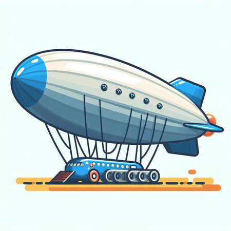 Illustration of an airship. Cartoon style. Vector illustration.のイラスト素材