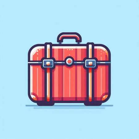 Vector illustration of a suitcase on a blue background. Luggage iconのイラスト素材