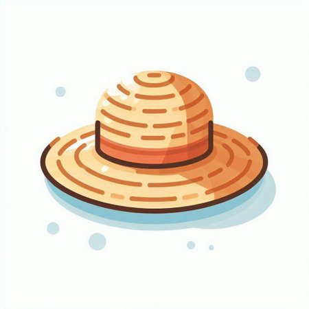 Straw hat isolated on white background. Vector illustration in cartoon style.のイラスト素材