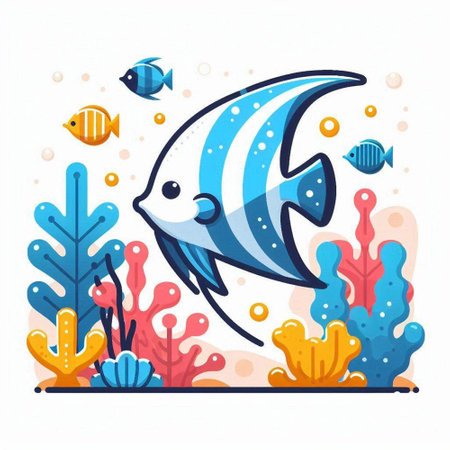 Underwater world. Underwater world. Marine life. Vector illustrationのイラスト素材