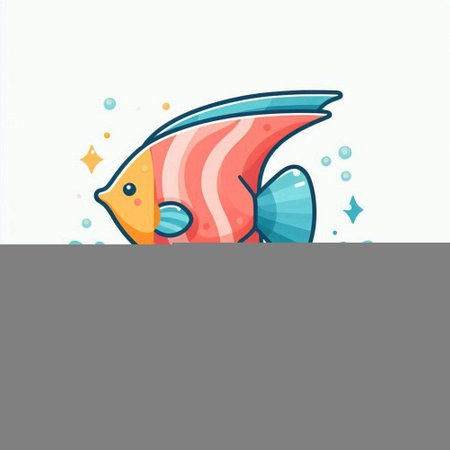 Cartoon fish. Cute colorful vector illustration isolated on white background.のイラスト素材