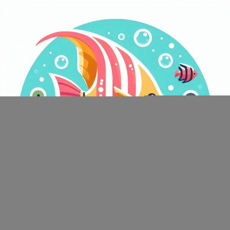 Illustration of a cute fish swimming in the sea. Vector illustration.のイラスト素材