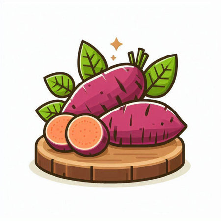 Sweet potato vector illustration isolated on white background. Sweet potato vegetable icon.のイラスト素材