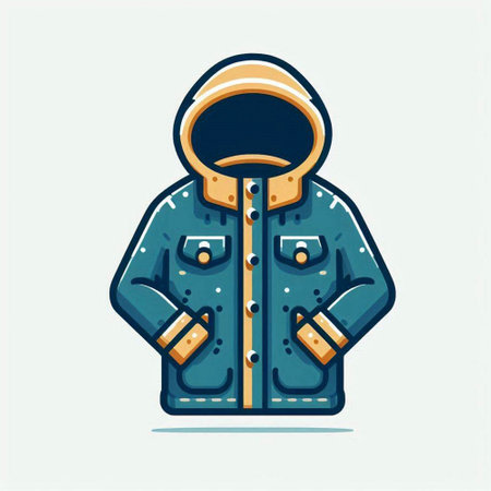 Winter jacket with a hood. Vector illustration in flat cartoon style.のイラスト素材