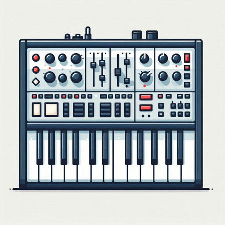 Illustration of a synthesizer on a white background, vector illustrationのイラスト素材
