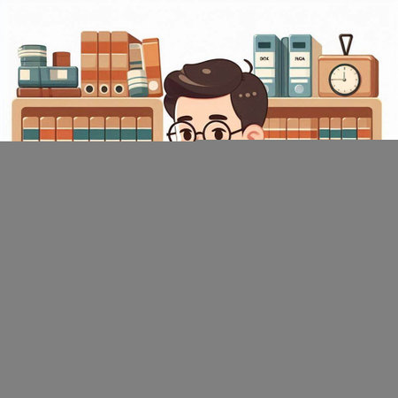 Cartoon man with books in library. Education concept. Vector illustration.のイラスト素材