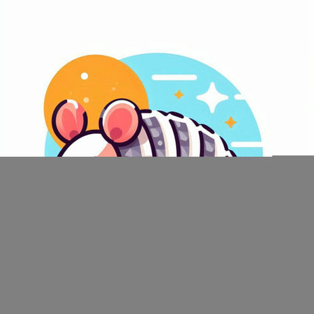 Cute cartoon mouse on the background of the moon. Vector illustration.のイラスト素材