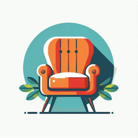 Comfortable armchair icon in flat design style. Vector illustration.のイラスト素材