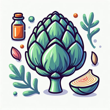 Artichoke vector illustration. Cute artichoke vegetable icon.のイラスト素材