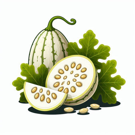 Illustration of melon on a white background. Vector image.のイラスト素材