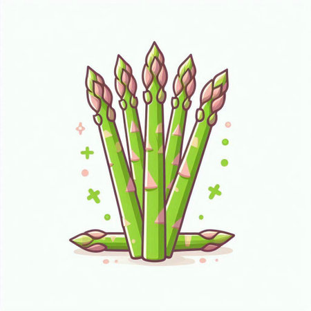 Vector illustration of a bunch of green asparagus on a white backgroundのイラスト素材