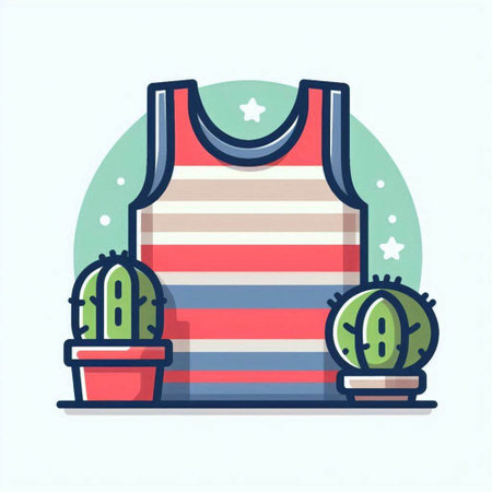 T-shirt with cactus in pot. Flat vector illustration.のイラスト素材