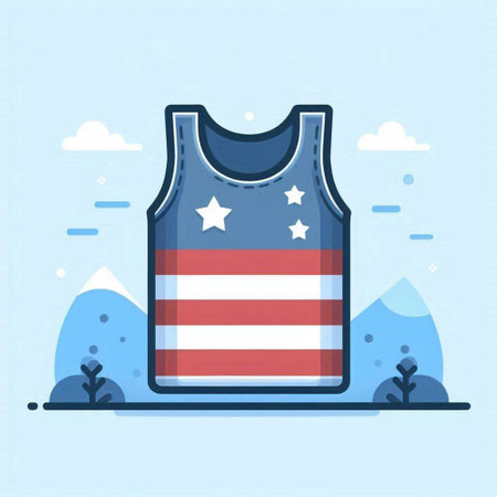 American t-shirt with american flag. Vector illustration in flat styleのイラスト素材