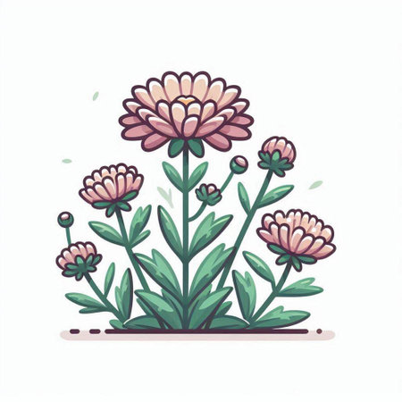 Vector illustration of a bouquet of chrysanthemums.のイラスト素材