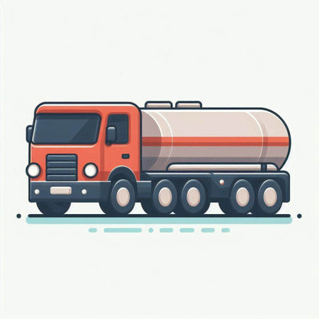 Truck with fuel tank. Vector illustration in flat cartoon style.のイラスト素材