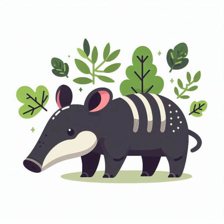 Cute cartoon anteater vector illustration. Wild animal in forest.のイラスト素材