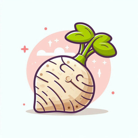 Illustration of celery root on white background. Vector illustration.のイラスト素材