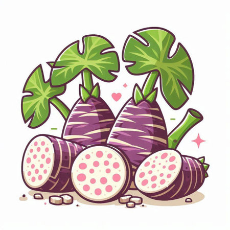 Illustration of fresh turnip with leaves on a white background.のイラスト素材