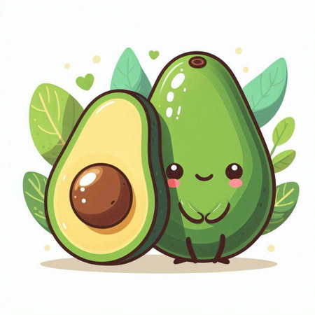 Avocado character. Avocado vector illustration. Avocado character.のイラスト素材