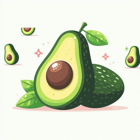 Avocado vector illustration. Avocado fruit isolated on white background.のイラスト素材