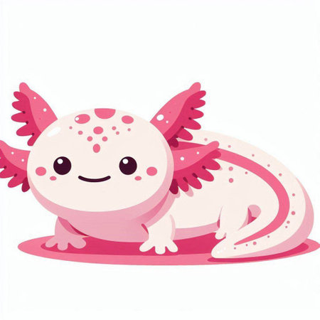 cute cartoon pink lizard on a white background. vector illustration.のイラスト素材