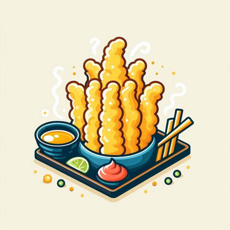 Illustration vector graphic cartoon of japanese food - deep fried tempuraのイラスト素材