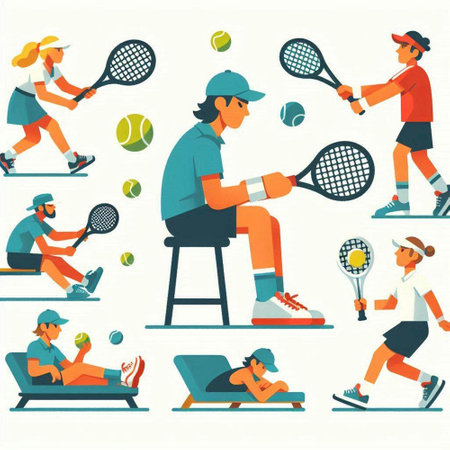 Tennis player. Flat design style vector illustration. Set of sport icons.のイラスト素材