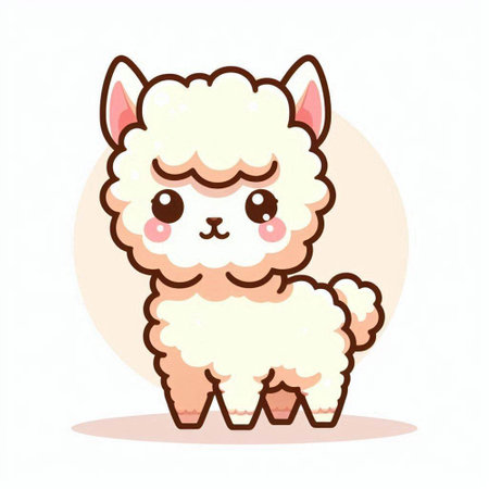 Cute cartoon alpaca. Vector illustration in flat style.のイラスト素材
