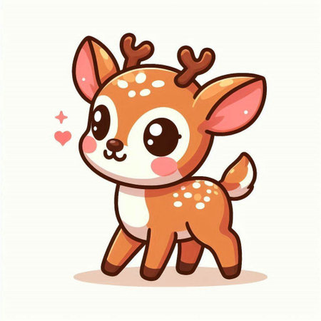 Cute cartoon deer. Vector illustration of a cute cartoon deer.のイラスト素材