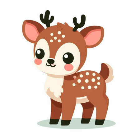 Cute cartoon deer isolated on a white background. Vector illustration.のイラスト素材