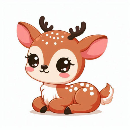 Cute little deer isolated on white background. Cartoon vector illustration.のイラスト素材