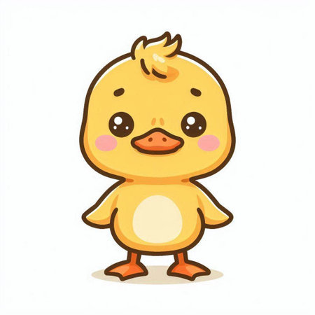 Cute duckling cartoon vector illustration isolated on white background. Cute cartoon duckling character.のイラスト素材