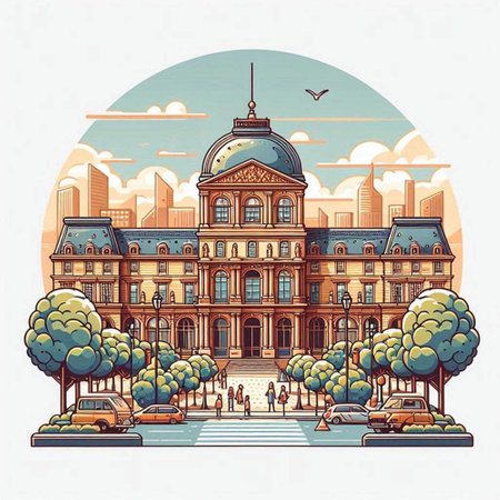 City of Vienna, Austria, Europe. Vector illustration in retro styleのイラスト素材