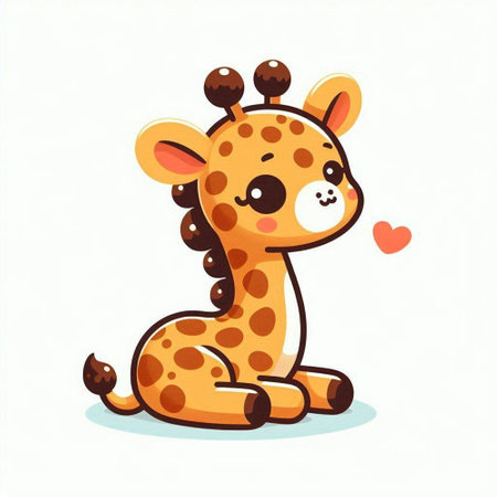 Cute cartoon giraffe on a white background. Vector illustration.のイラスト素材