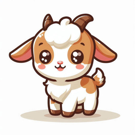 Cute cartoon goat isolated on a white background. Vector illustration.のイラスト素材
