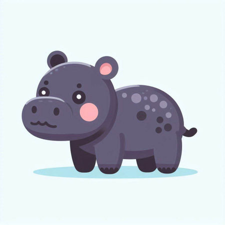 Cute cartoon hippopotamus. Vector illustration isolated on white background.のイラスト素材