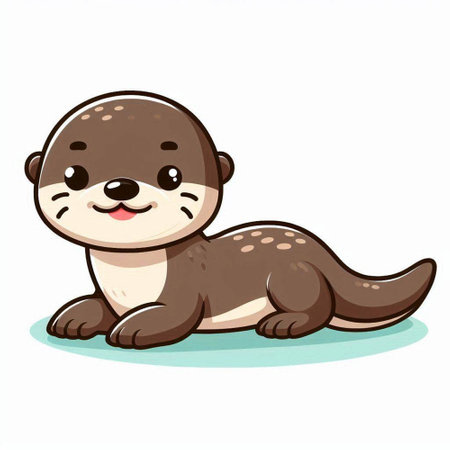 Cute little otter on the white background. Vector illustration.のイラスト素材